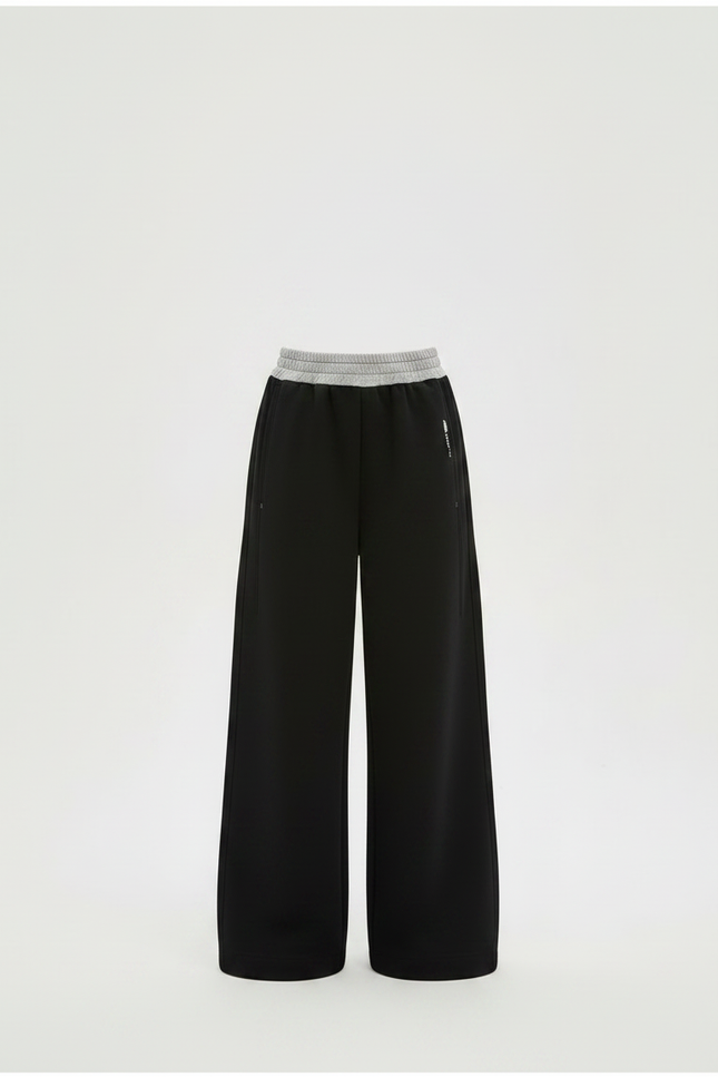 Pantalon Chinois Noir Ample Coton Élastique Fille - Molleton - vue 3