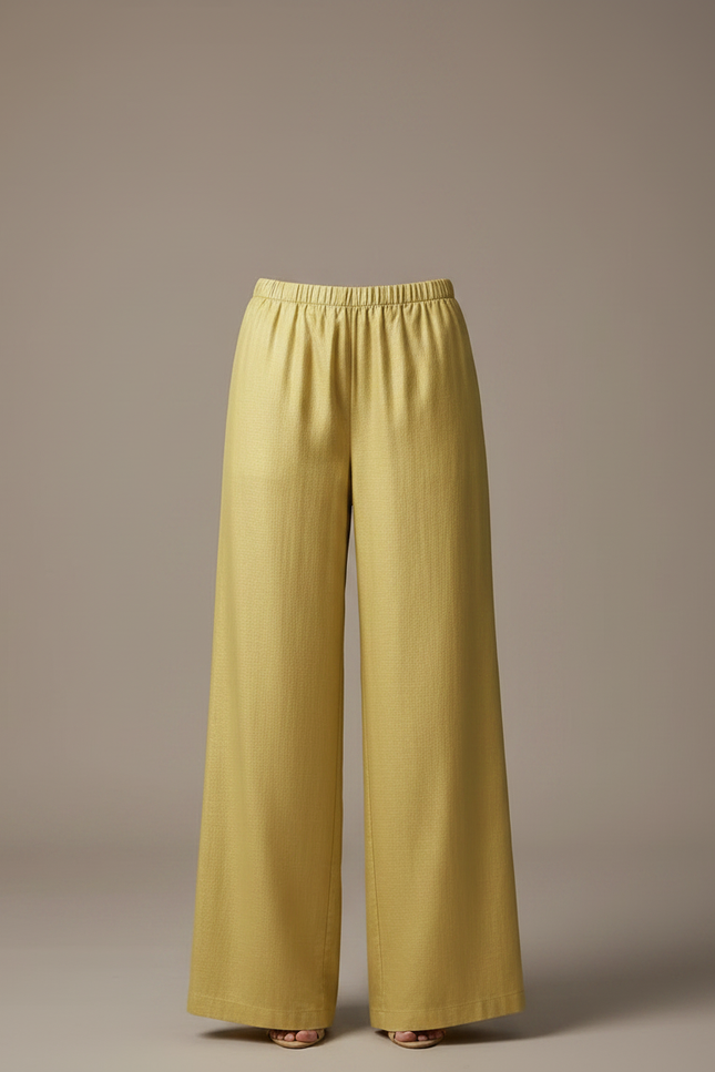 Pantalon Chinois Jaune Ample Fluide Décontracté Femme - Lin - vue 3