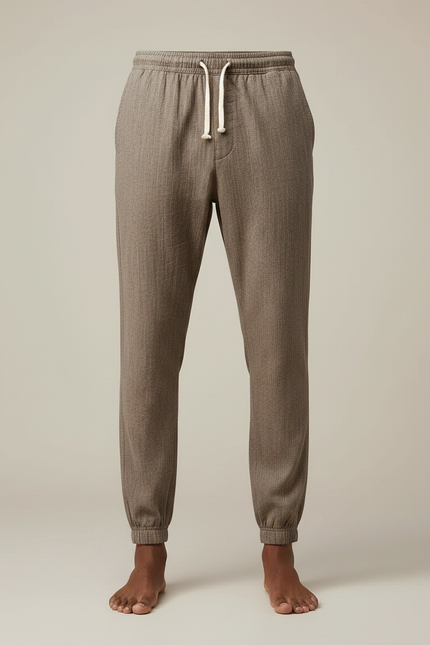 Pantalon Chinois Jogger Lin Coton Décontracté Homme - Marron - vue 3