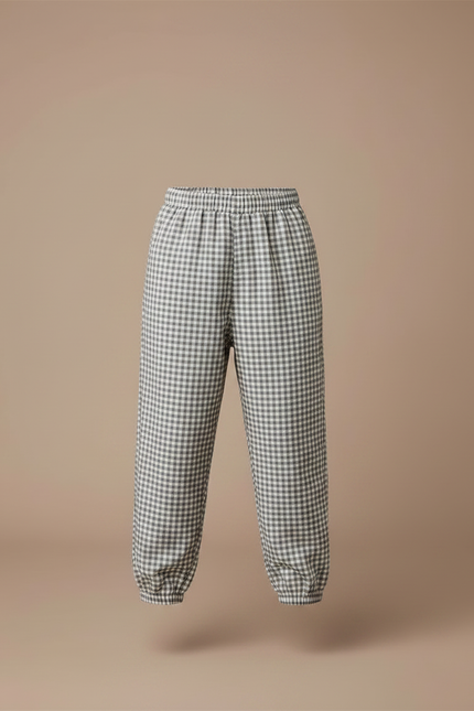 Pantalon Chinois Carreaux Gris Ample Enfant Décontracté - Coton - vue 3