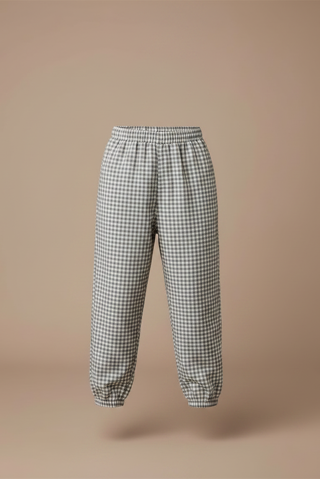Pantalon Chinois Carreaux Gris Ample Enfant Décontracté - Coton - vue 3