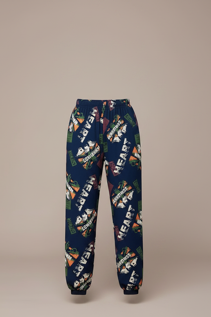Pantalon Chinois Bleu Marine Imprimé Ample Décontracté Fille - Viscose - vue 3
