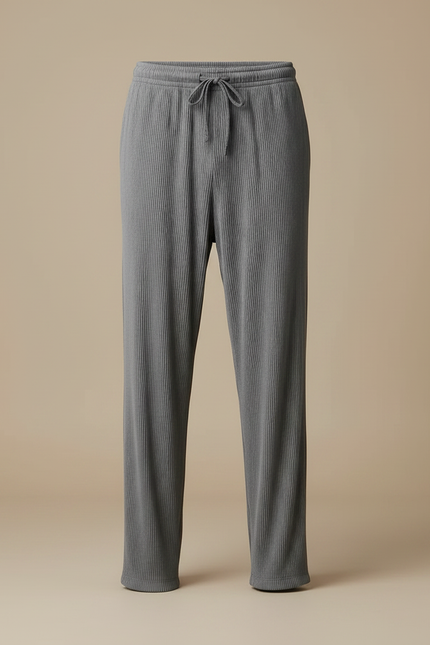 Pantalon Chinois Gris Plissé Ample Décontracté Homme - Maille - vue 3