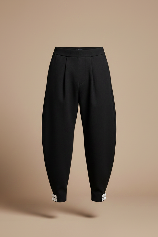 Pantalon Chinois Noir Ample Plissé Décontracté Homme - Gabardine - vue 3