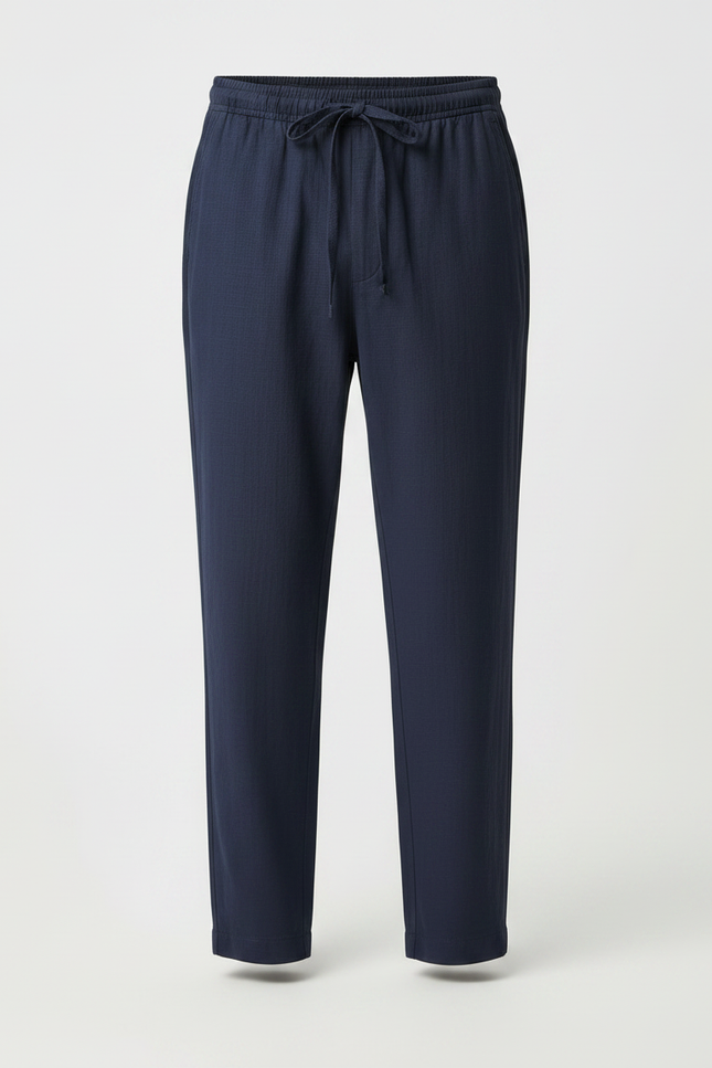Pantalon Chinois Bleu Marine Coton Ample Décontracté Homme - vue 3
