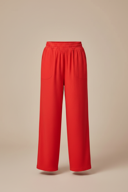 Pantalon Chinois Fille Rouge Ample - Maille - vue 3