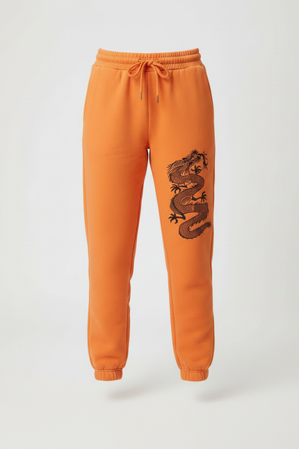 Pantalon Chinois Orange Dragon Molletonné Ample Décontracté - vue 3