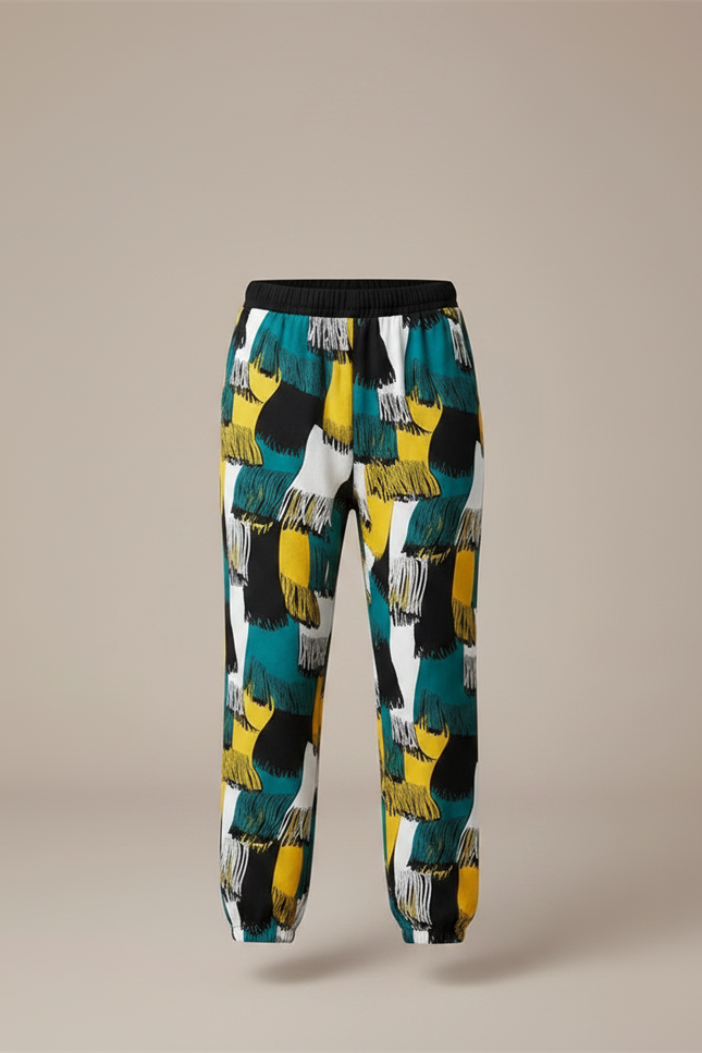 Pantalon Chinois Imprimé Abstrait Fluide Ample Garçon - Multicolore Viscose - vue 3