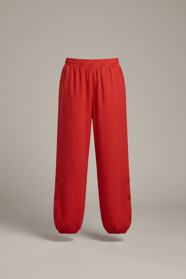 Pantalon Chinois Rouge Ample Boutons Coton Enfant - Maille - vue 3