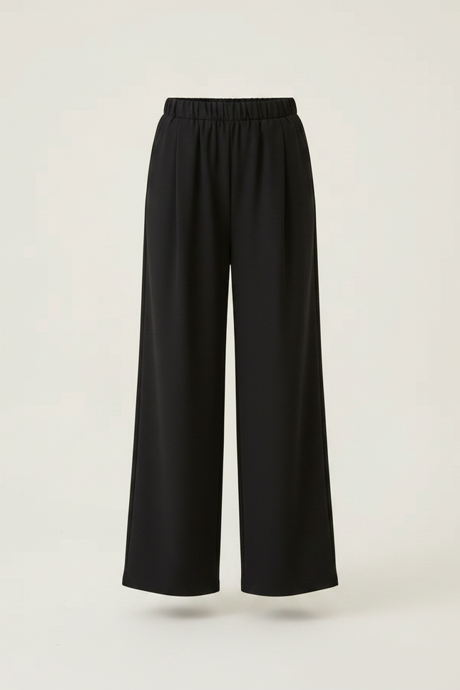 Pantalon Chinois Noir Ample Fluide Décontracté Fille - Viscose - vue 3