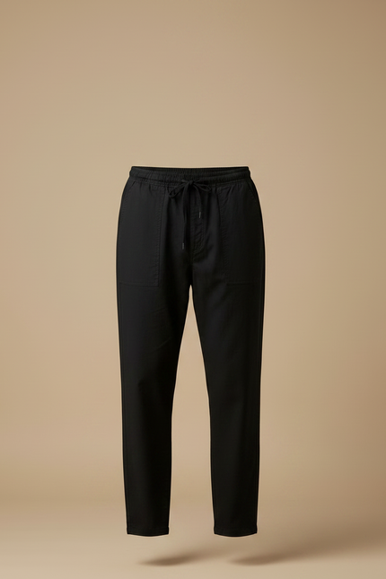 Pantalon Chinois Noir Coton Ample Décontracté Homme - vue 3