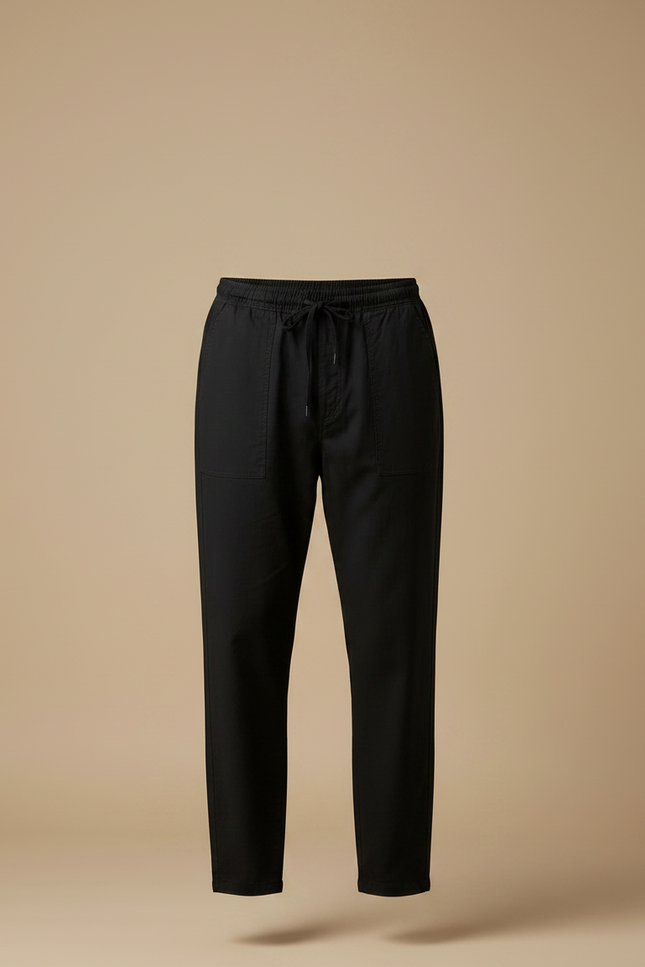 Pantalon Chinois Noir Coton Ample Décontracté Homme - vue 3