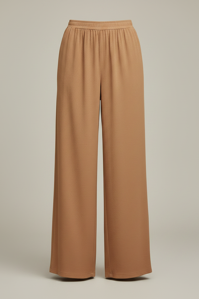 Pantalon Chinois Fluide Marron Ample Décontracté Élégant - Viscose - vue 3