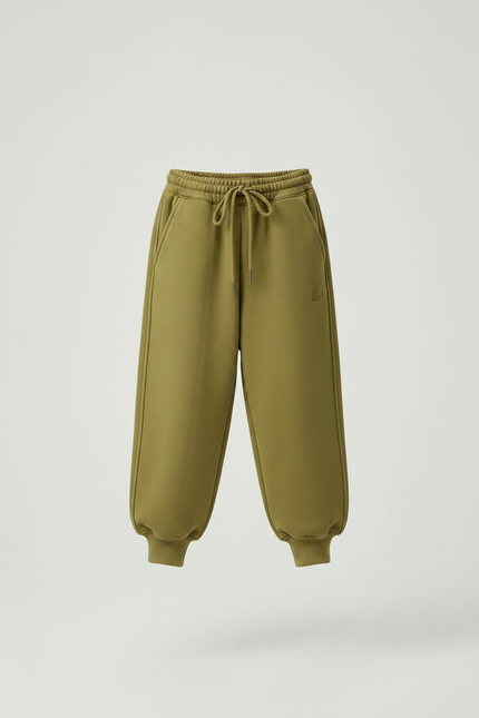 Pantalon Chinois Vert Ample Molletonné Confortable - Kaki - vue 3