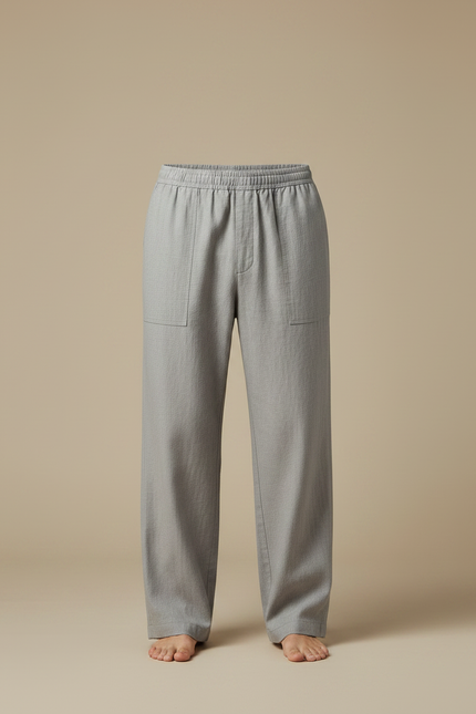 Pantalon Chinois Gris Clair Ample Coton Décontracté Homme - vue 3