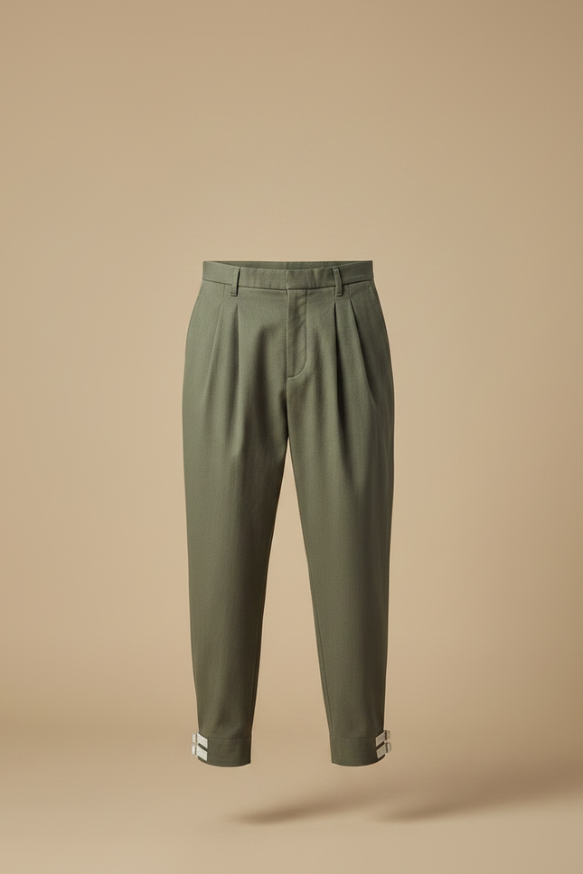 Pantalon Chinois Kaki Plissé Ample Décontracté Homme - Gabardine - vue 3