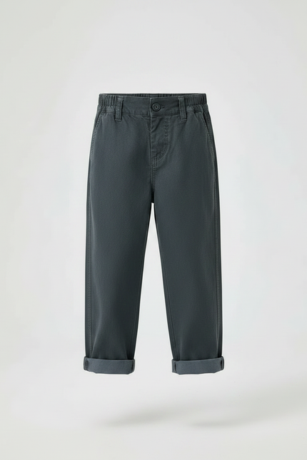 Pantalon Chinois Gris Décontracté Ample Enfant Coton - vue 3