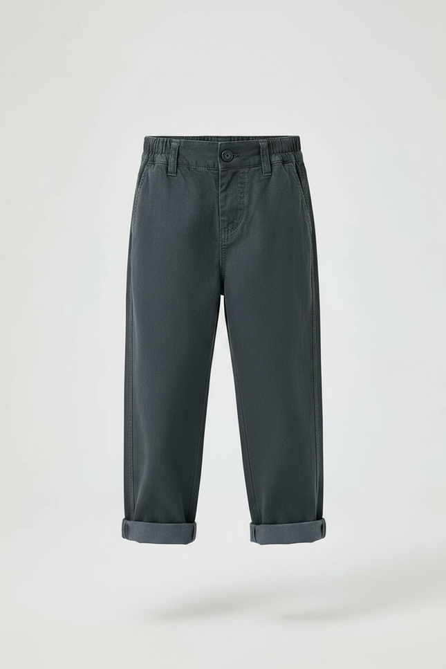 Pantalon Chinois Gris Décontracté Ample Enfant Coton - vue 3
