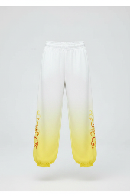 Pantalon Chinois Blanc Jaune Dégradé Ample Brodé Enfant - Multicolore Polyester - vue 3