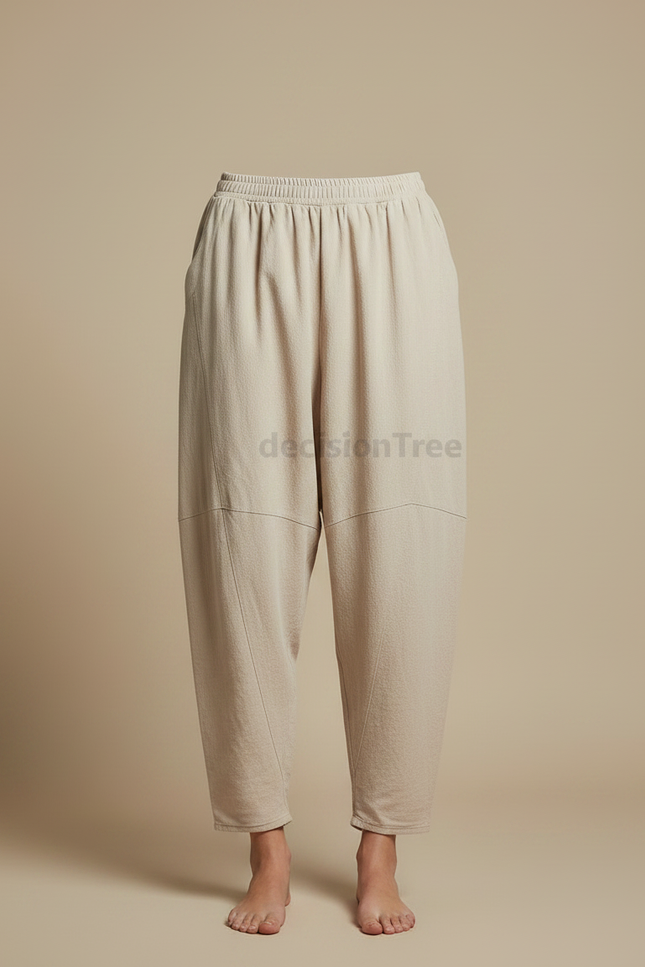 Pantalon Chinois Beige Ample Coton Lin Femme - vue 3