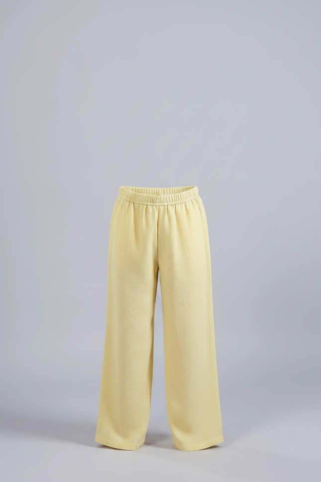Pantalon Chinois Jaune Ample Enfant Décontracté Coton - Lin - vue 3