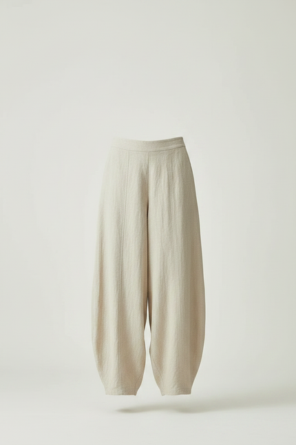 Pantalon Chinois Femme Beige Sarouel - Lin - vue 3