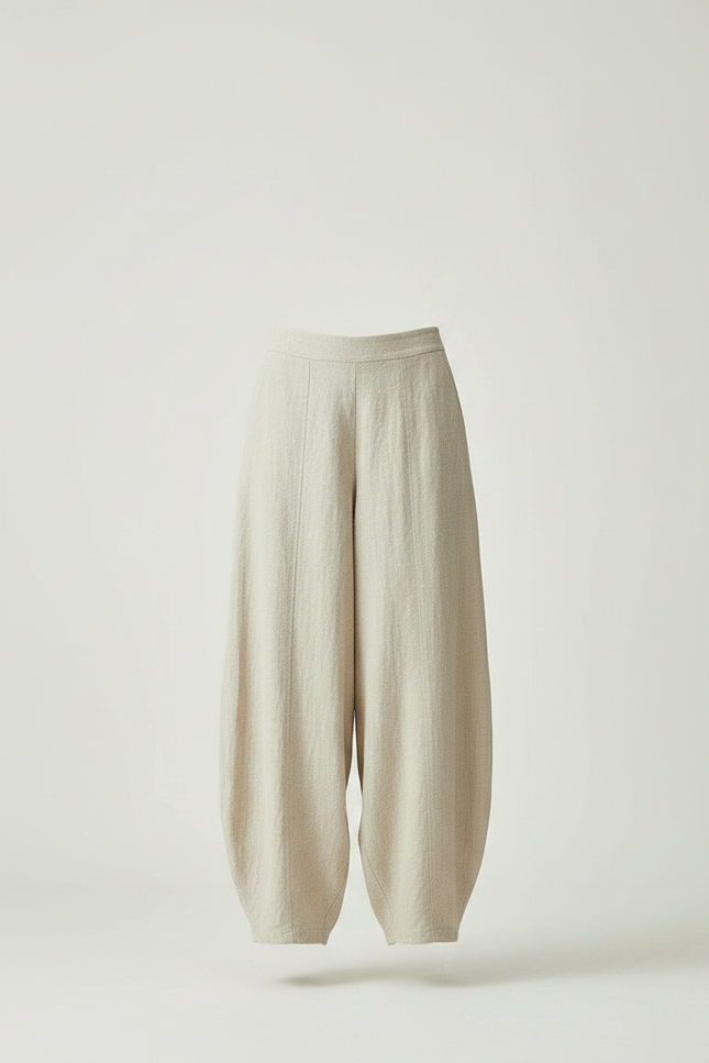 Pantalon Chinois Femme Beige Sarouel - Lin - vue 3
