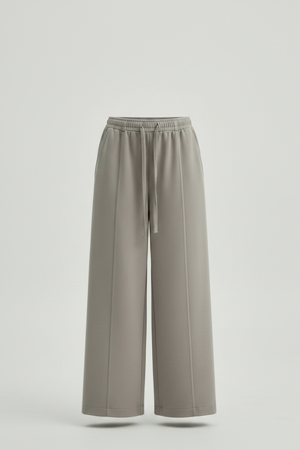 Pantalon Chinois Gris Ample Droit Taille Haute - Molleton - vue 3