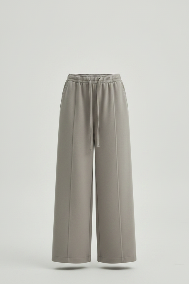 Pantalon Chinois Gris Ample Droit Taille Haute - Molleton - vue 3