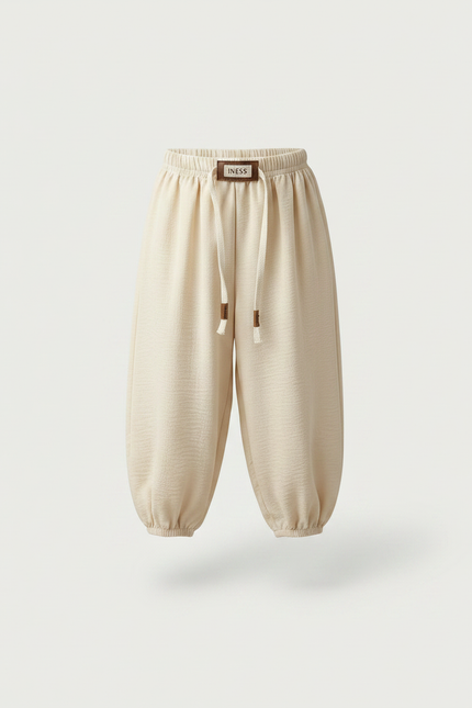 Pantalon Chinois Crème Ample Coton Enfant Casual - Beige - vue 3