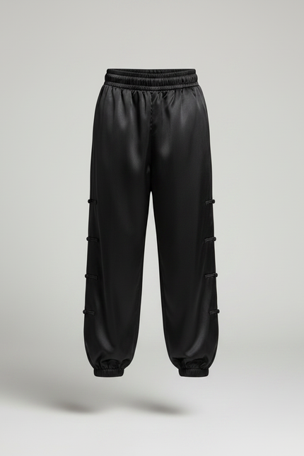 Pantalon Chinois Noir Satiné Ample Enfant - vue 3