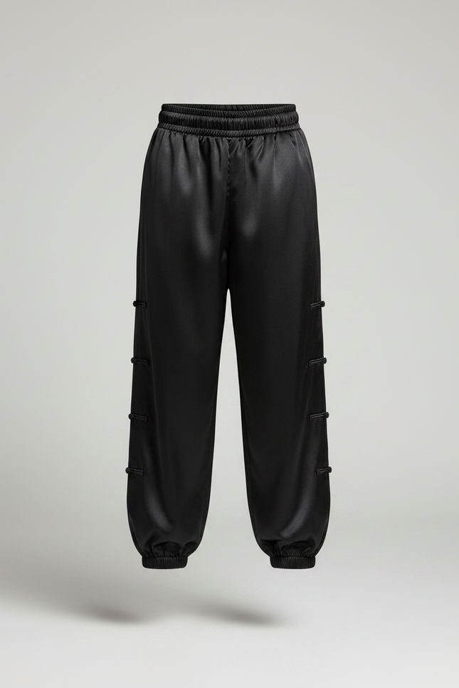Pantalon Chinois Noir Satiné Ample Enfant - vue 3