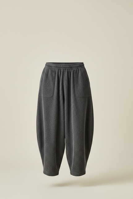 Pantalon Chinois Gris Côtelé Ample Décontracté Homme - Cordé - vue 3
