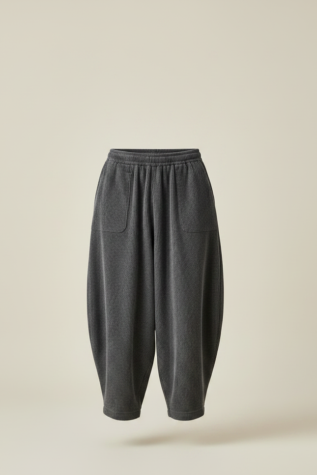 Pantalon Chinois Gris Côtelé Ample Décontracté Homme - Cordé - vue 3