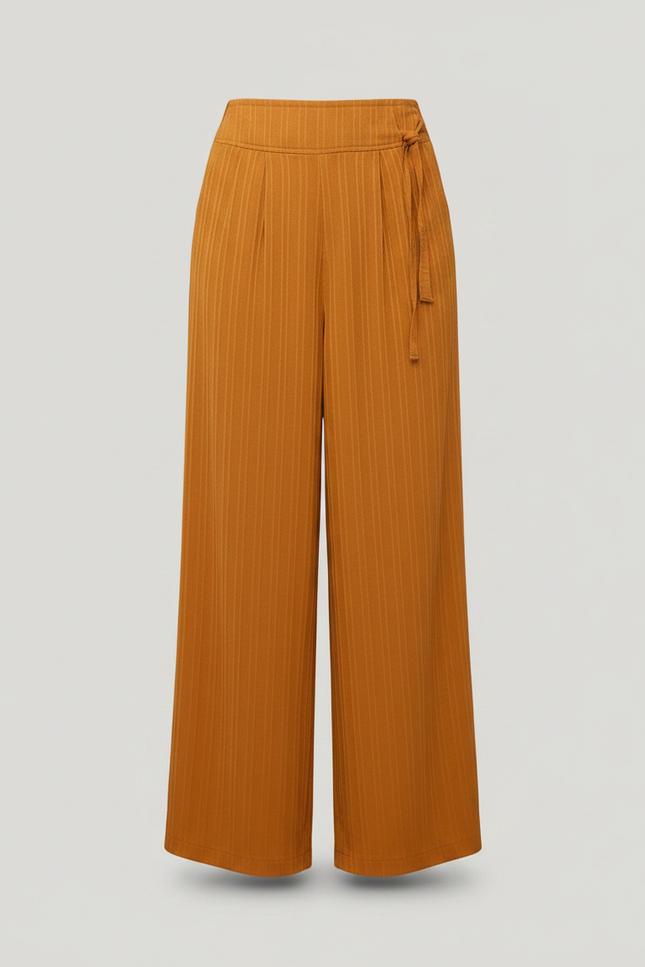 Pantalon Chinois Jaune Ocre Côtelé Ample Taille Haute - Cordé - vue 3