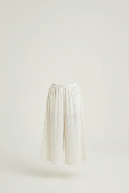 Pantalon Chinois Blanc Ample Lin Fille Élégant - vue 3