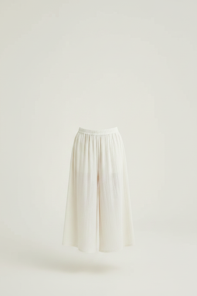 Pantalon Chinois Blanc Ample Lin Fille Élégant - vue 3