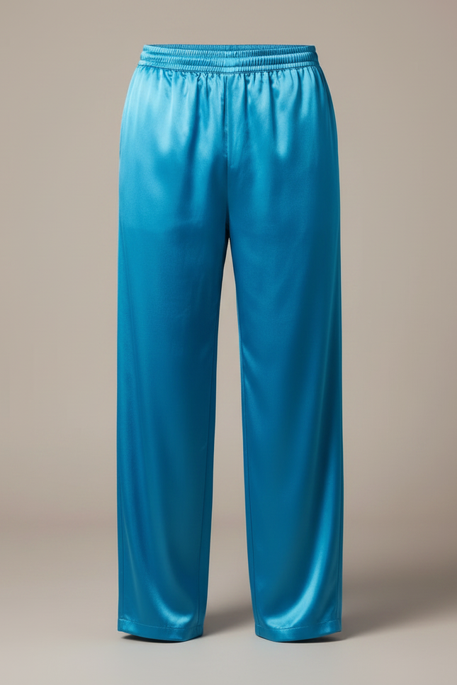 Pantalon Chinois Bleu Satiné Ample Fluide Homme - vue 3