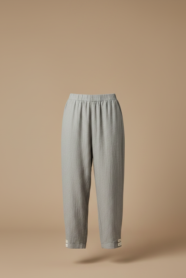 Pantalon Chinois Gris Décontracté Fluide Coton Femme - vue 3