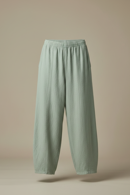 Pantalon Chinois Vert Ample Lin Coton Décontracté Homme - vue 3