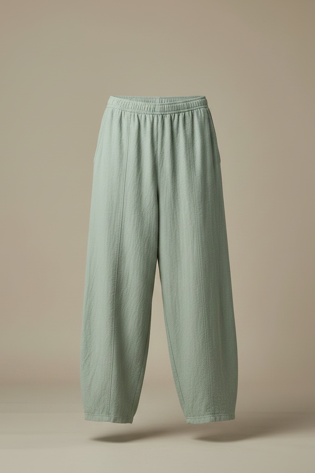 Pantalon Chinois Vert Ample Lin Coton Décontracté Homme - vue 3