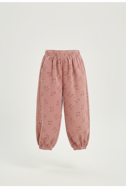 Pantalon Chinois Rose Côtelé Ample Imprimé Enfants - Cordé - vue 3
