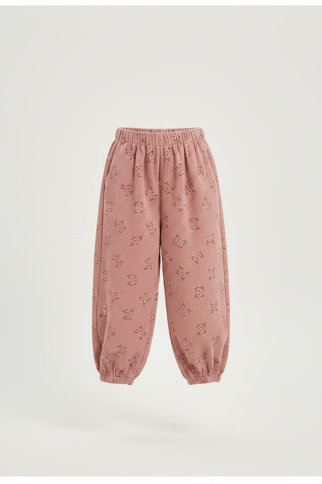 Pantalon Chinois Rose Côtelé Ample Imprimé Enfants - Cordé - vue 3