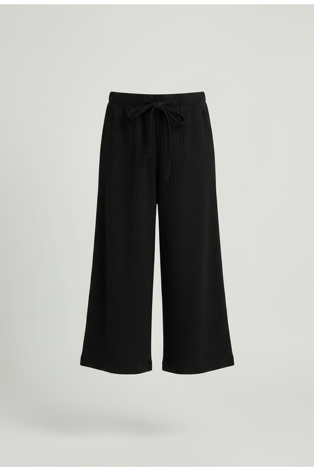 Pantalon Chinois Noir Côtelé Ample Enfant Décontracté - Cordé - vue 3