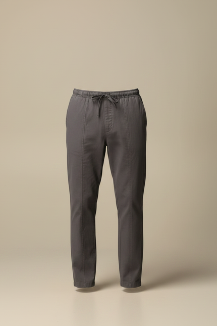 Pantalon Chinois Gris Coton Cordon Décontracté Homme - vue 3