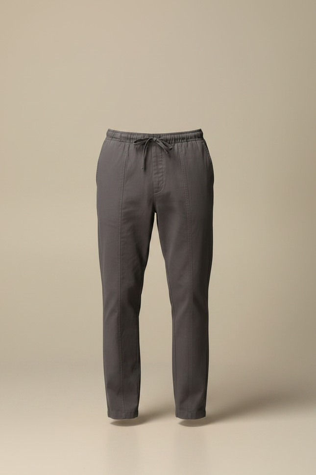 Pantalon Chinois Gris Coton Cordon Décontracté Homme - vue 3