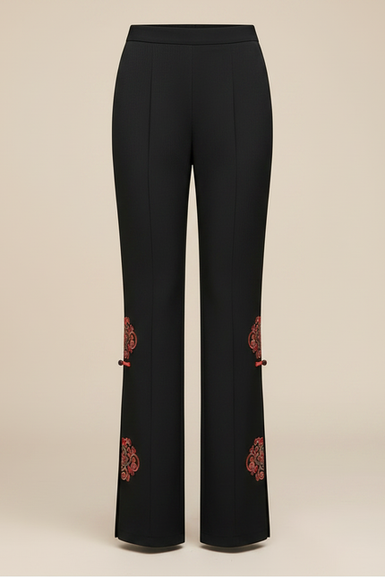 Pantalon Chinois Femme Noir Droit - Polyester - vue 3