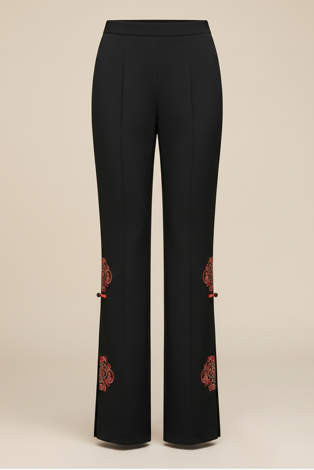 Pantalon Chinois Femme Noir Droit - Polyester - vue 3