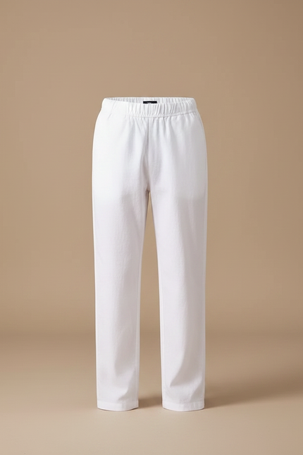 Pantalon Chinois Blanc Droit Décontracté Élastique Enfant - Lin - vue 3