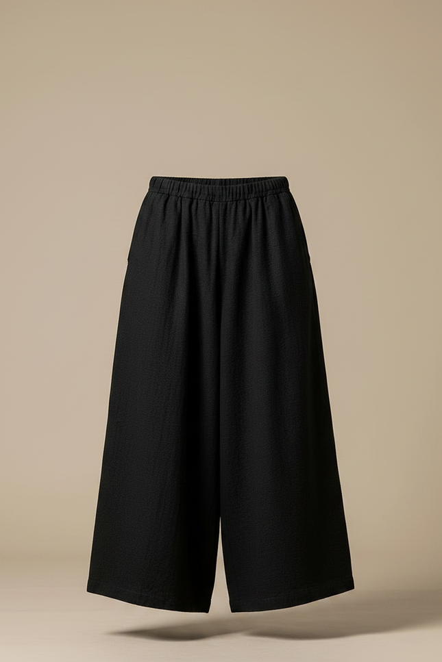 Pantalon Chinois Noir Ample Coton Lin Homme - vue 3